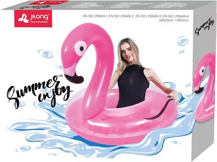 Flamenco Hinchable Rosa Gigante 133 cm Plumas 2/4