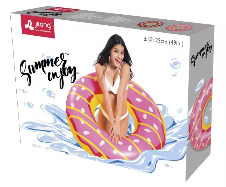 Hinchable acuático donut gigante PVC rosa/marrón 110x110x30 cm 3/5
