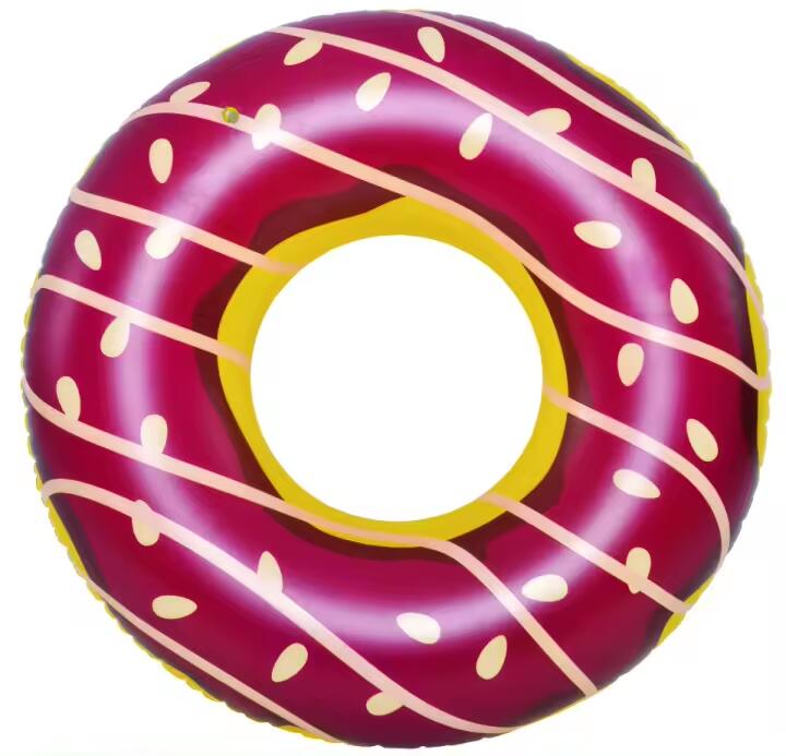 Hinchable acuático donut gigante PVC rosa/marrón 110x110x30 cm 2/5