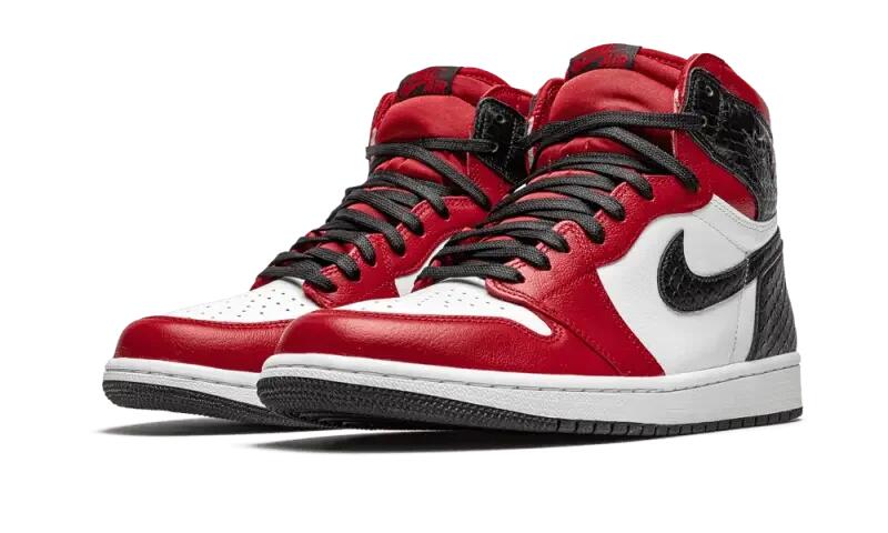 Scarpe - Donna - High-top satin - Jordan 1 - Bianco/rosso 2/4