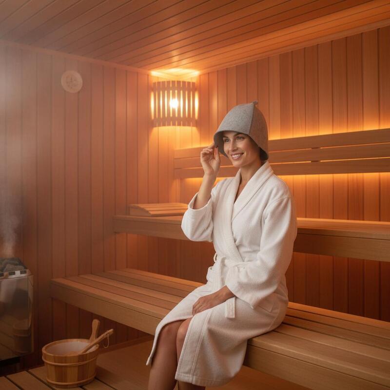 Casca sauna, protejeaza parul si scalpul, universala, 33 x 25 cm, pasla