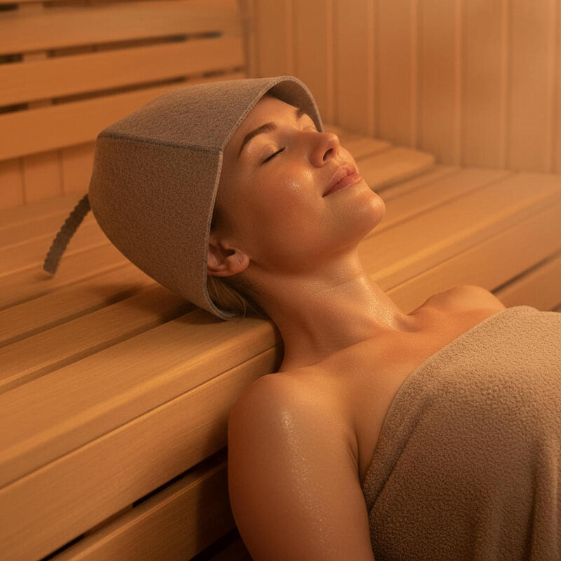 Casca sauna, protejeaza parul si scalpul, universala, 33 x 25 cm, pasla
