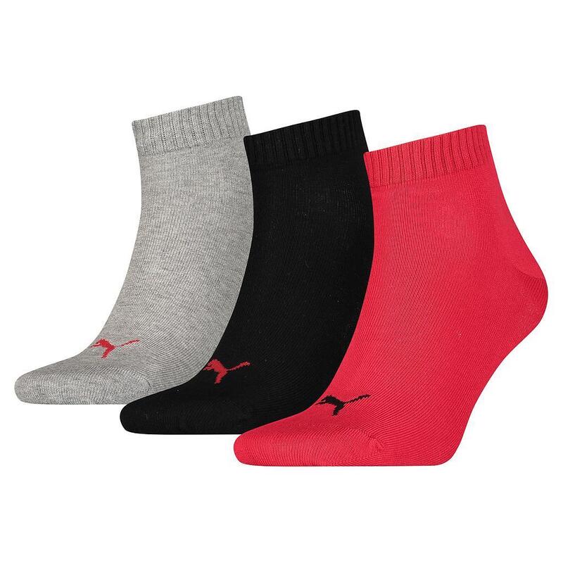 Socquettes QUARTER Adulte (Noir / Rouge / Gris)