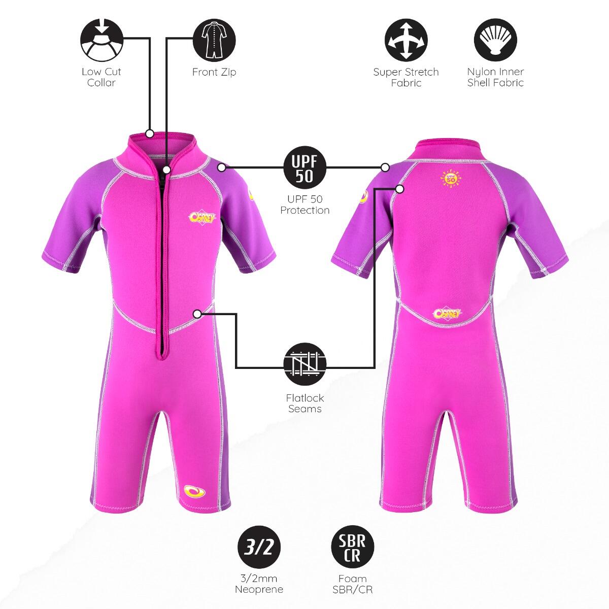 Osprey Toddlers Shorty 3mm Wetsuit | Short Sleeve Wetsuit, Oyster Design 5/6