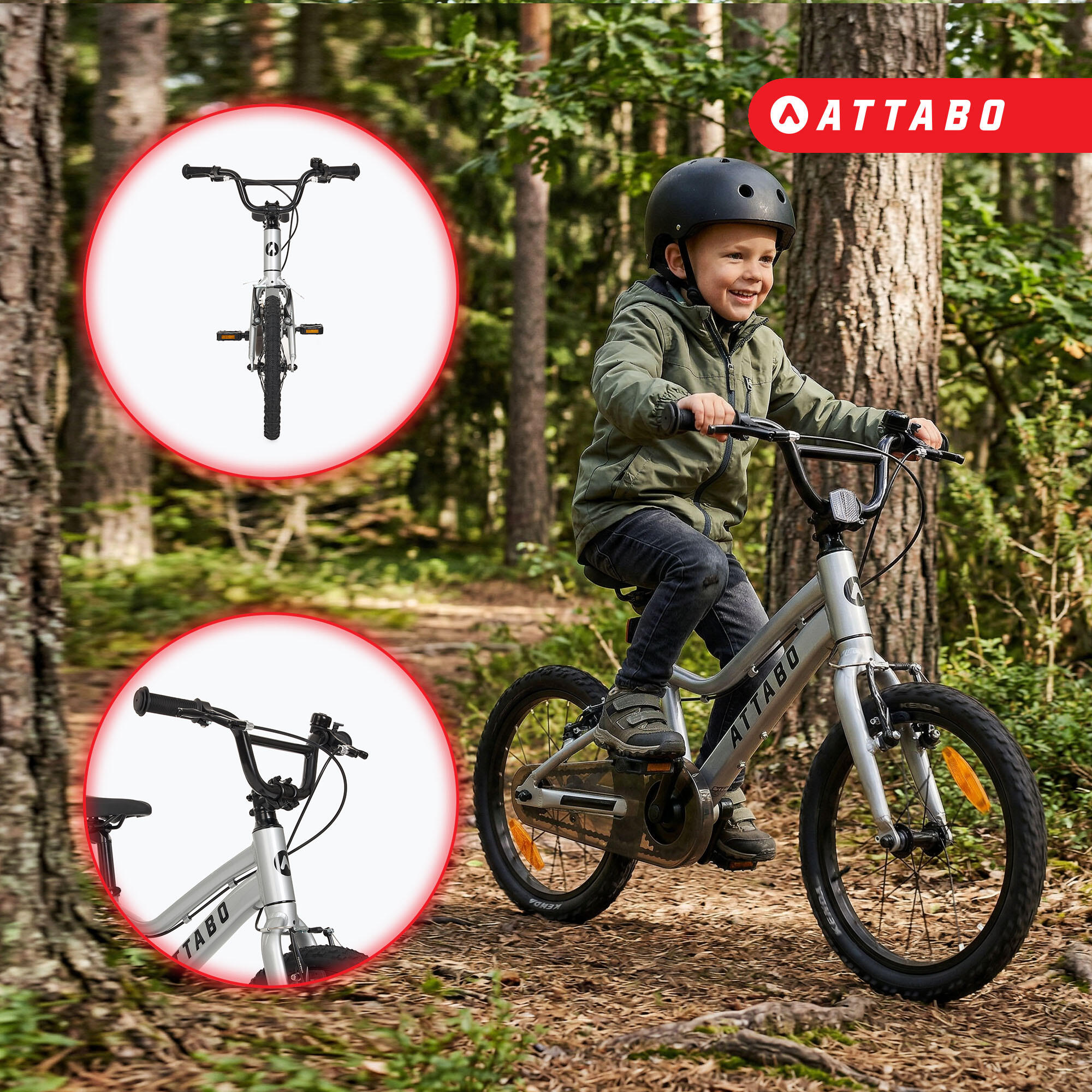 Bicicleta infantil ATTABO EASE 16" 7,3 kg plateada 16" 3/7