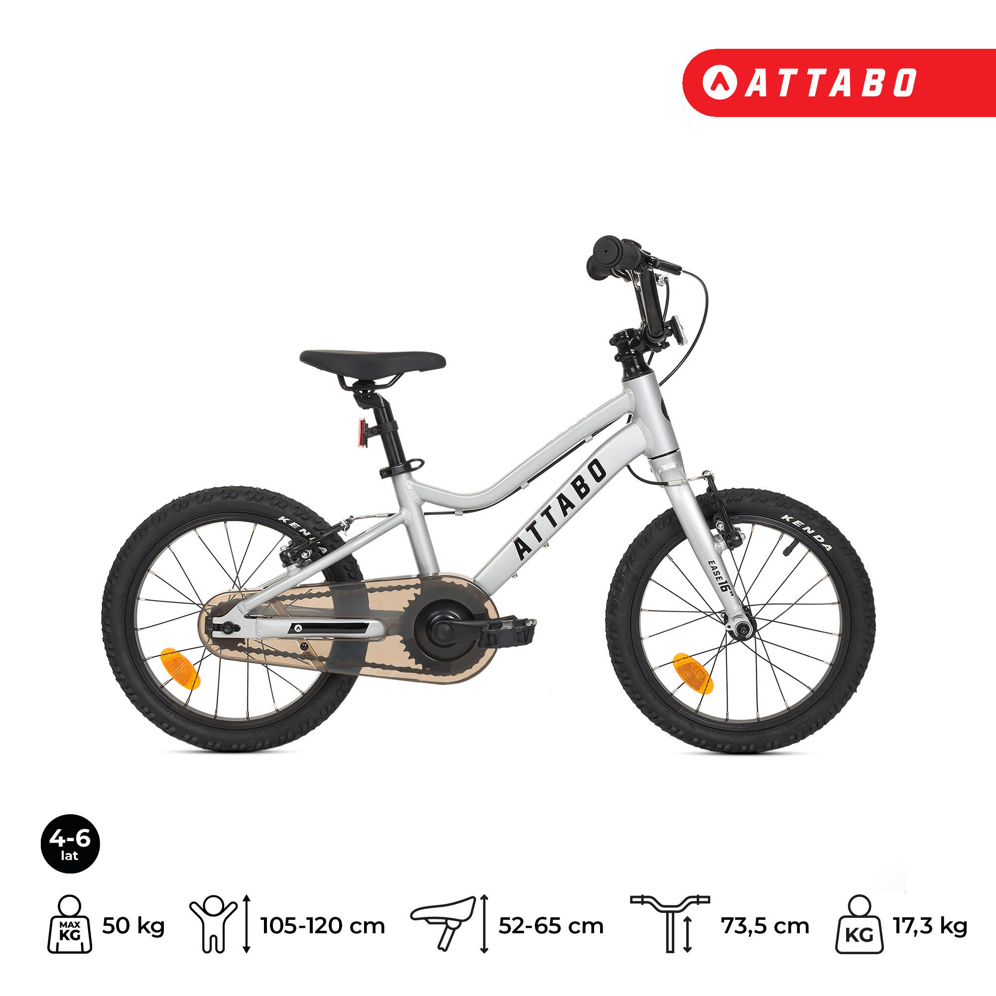 Bicicleta infantil ATTABO EASE 16" 7,3 kg plateada 16" 2/7