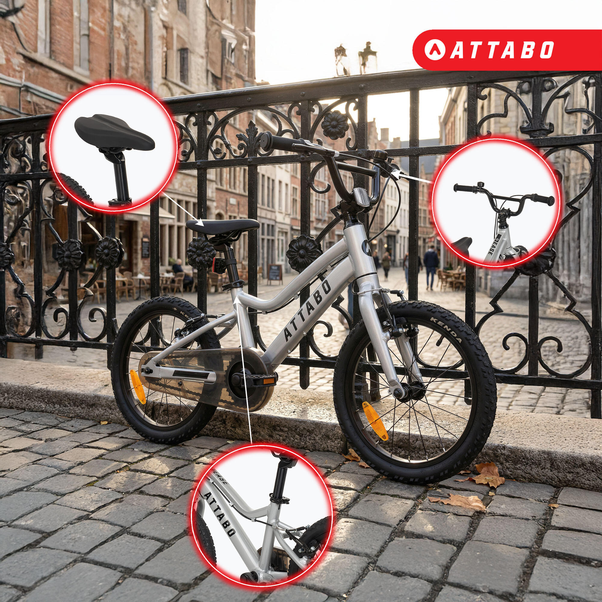 Bicicleta infantil ATTABO EASE 16" 7,3 kg plateada 16" 5/7
