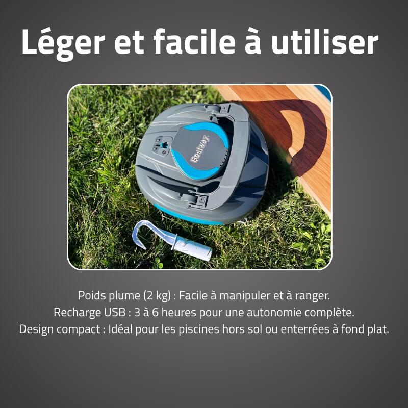 Bestway Robot piscine sans fil Cristal nettoyage fond plat 10 m² max 3/6