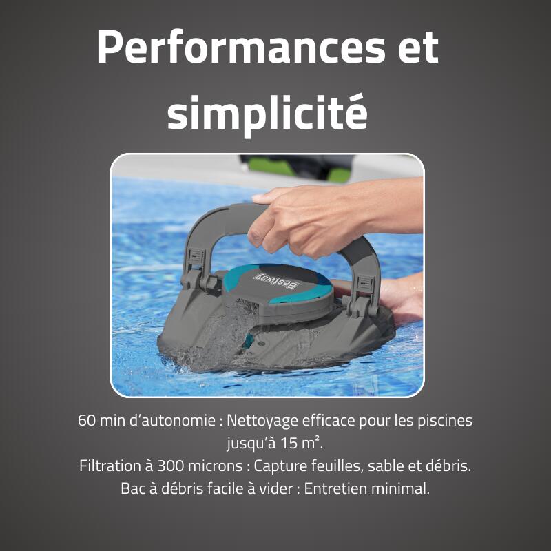 Bestway Robot piscine sans fil Cristal nettoyage fond plat 10 m² max 4/6