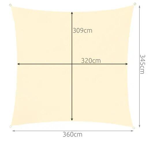 Prelata/copertina impermeabila pentru soare, patrata, 180 g/mp, 3.6x3.6 m 2/7