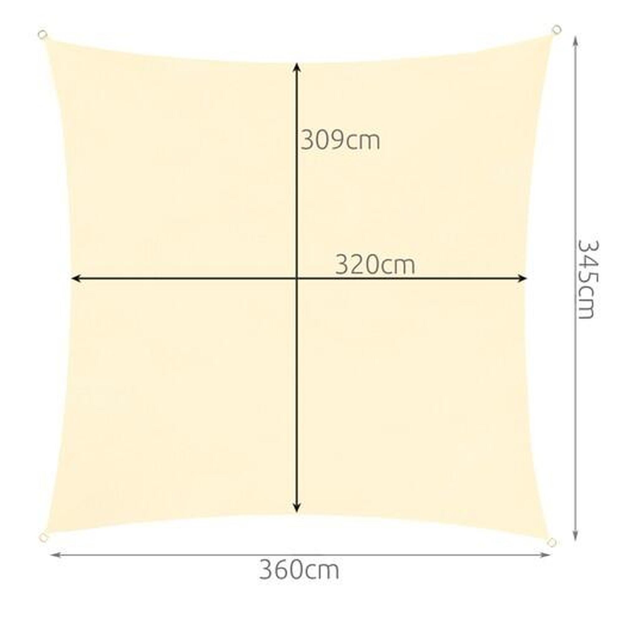 Prelata/copertina impermeabila pentru soare, patrata, 180 g/mp, 3.6x3.6 m