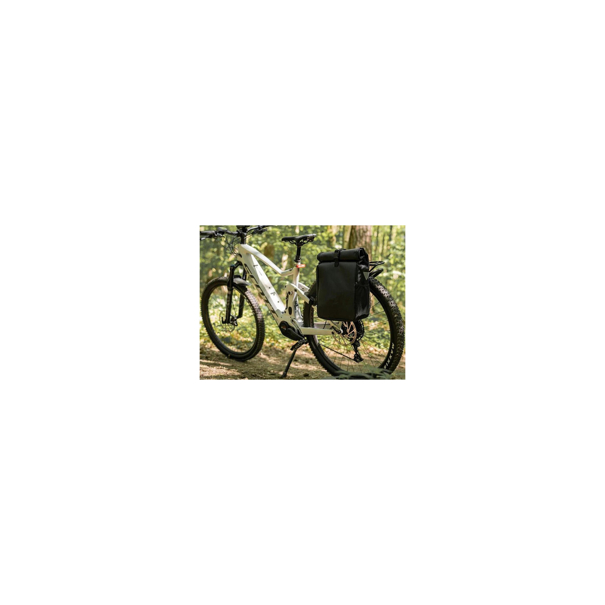 Geantă laterală bicicletă 20L, neagră, reflectorizantă, E-bike/oraș