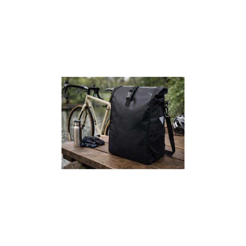 Geantă laterală bicicletă 20L, neagră, reflectorizantă, E-bike/oraș