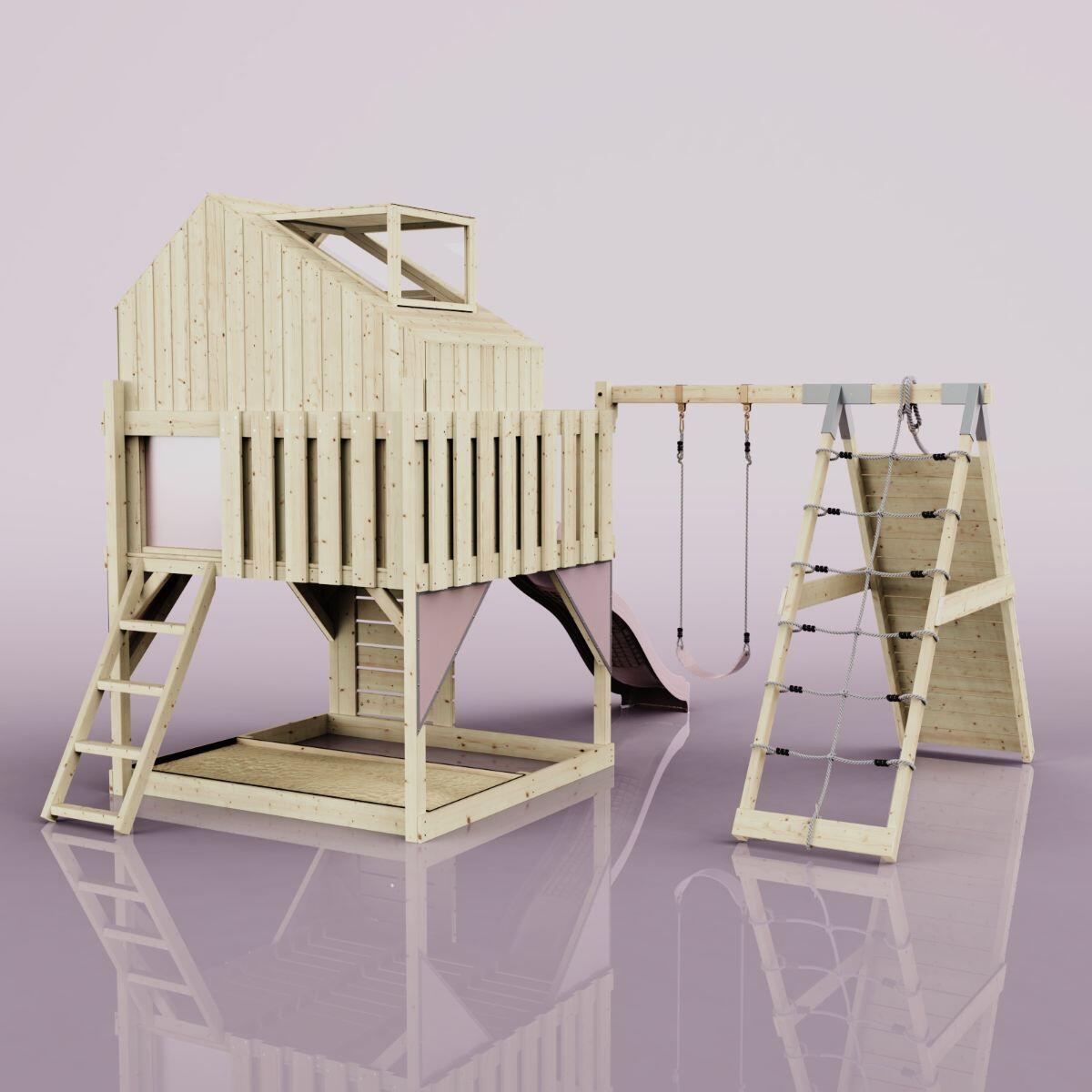 Spielturm Anika mit Kinderschaukel in Altrosa - 415 × 399 × 291 cm 4/6