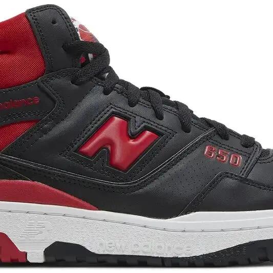 Unisex - Basketball - Shoes - Hi-top leather, high support - 650R - Black/Red