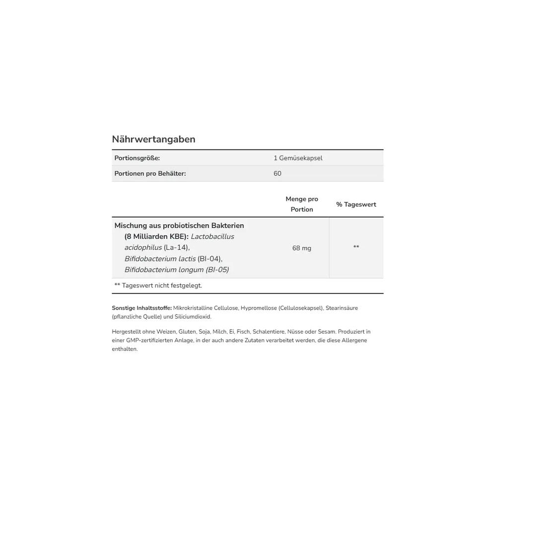 Now Foods 8 Billion Acidophilus & Bifidus 60 veg. Kapseln 4/4