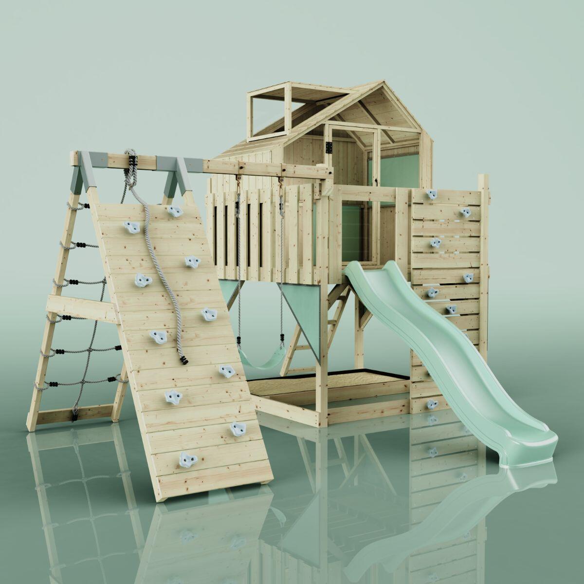 Spielturm Anika mit Kinderschaukel in Mintgrün - 415 × 399 × 291 cm 6/6