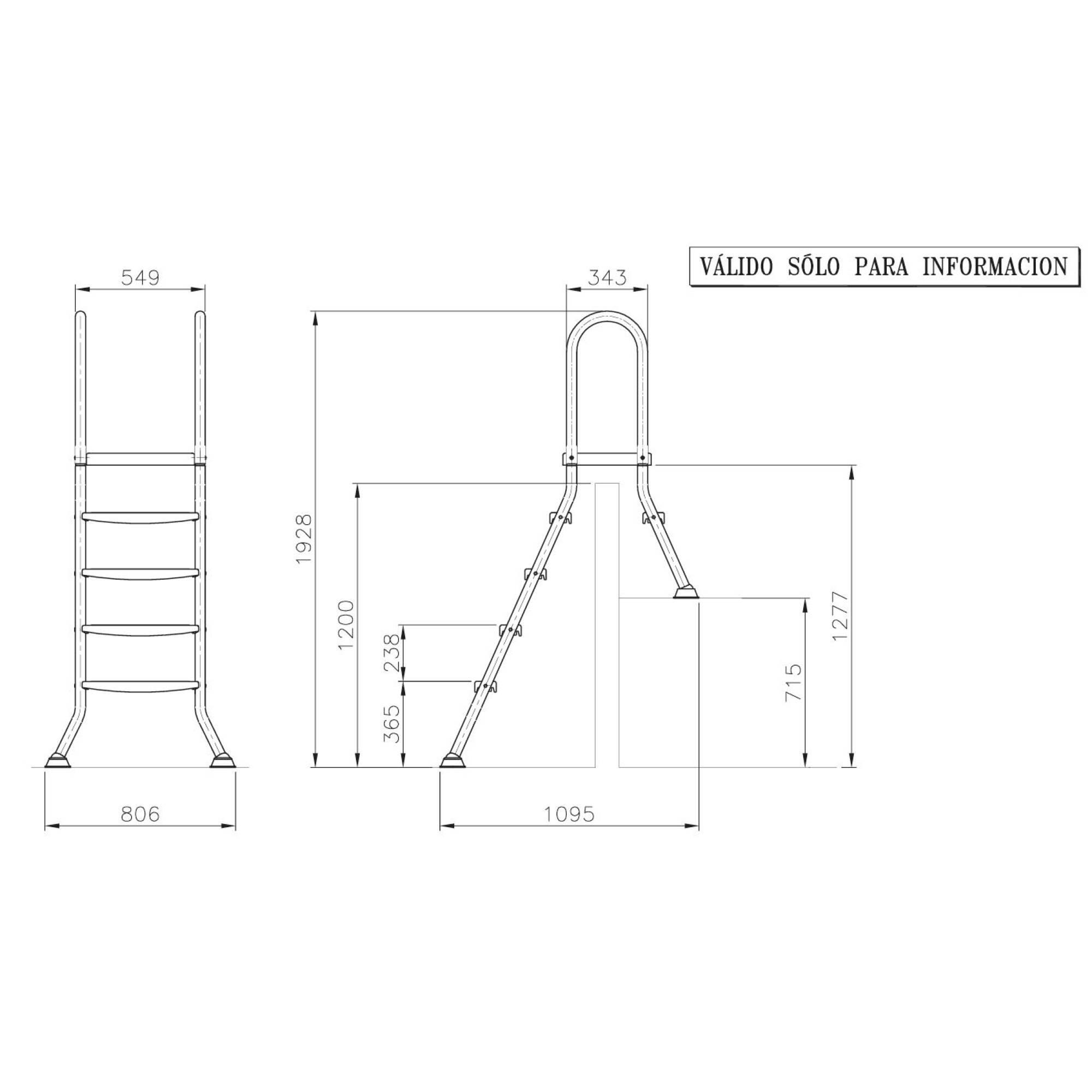 Poolleiter Edelstahl für Halbhochbecken mit 120 cm höhe 4/4