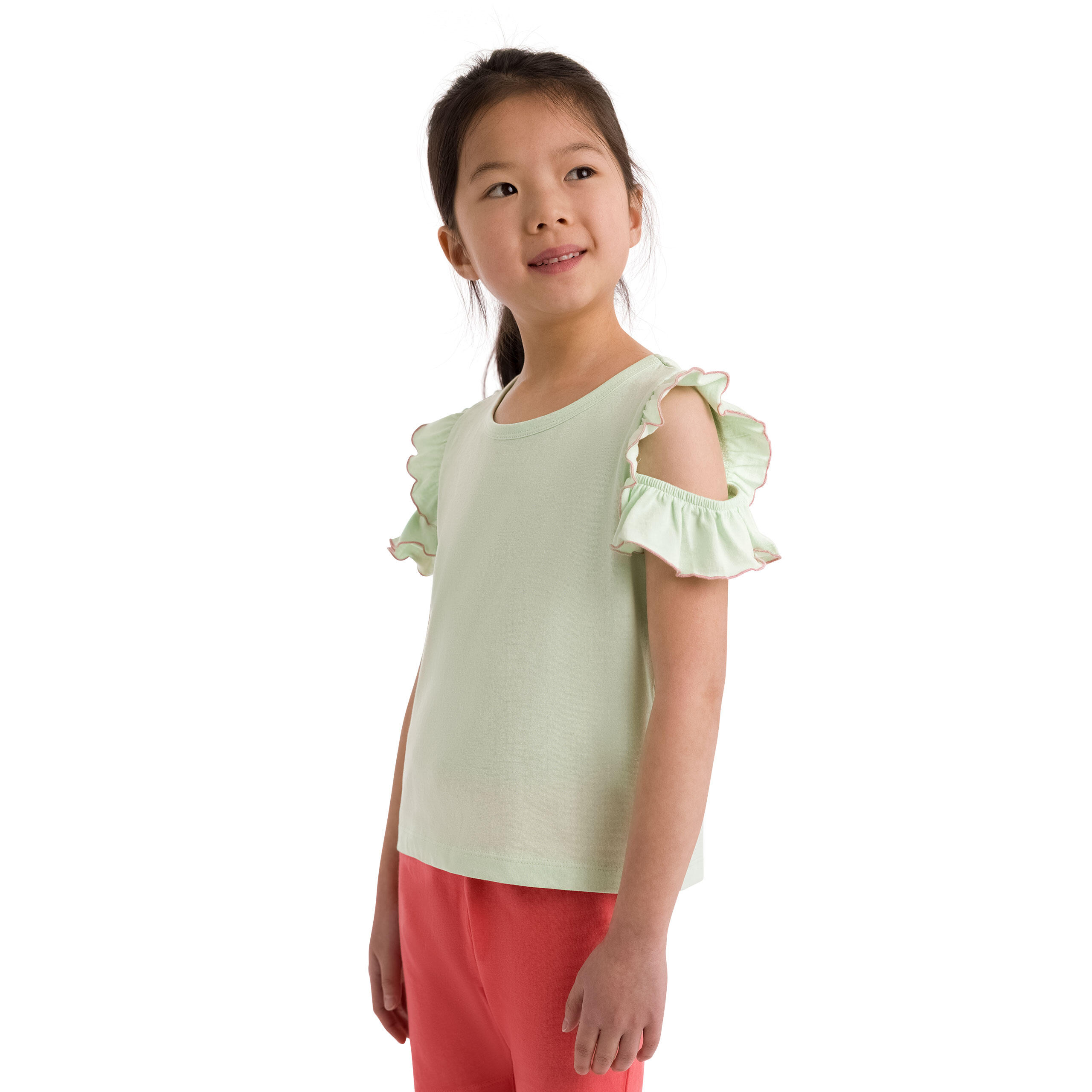 Girls Round Neck Double Frill Sleeve Detail Casual Top - Romilee 3/5
