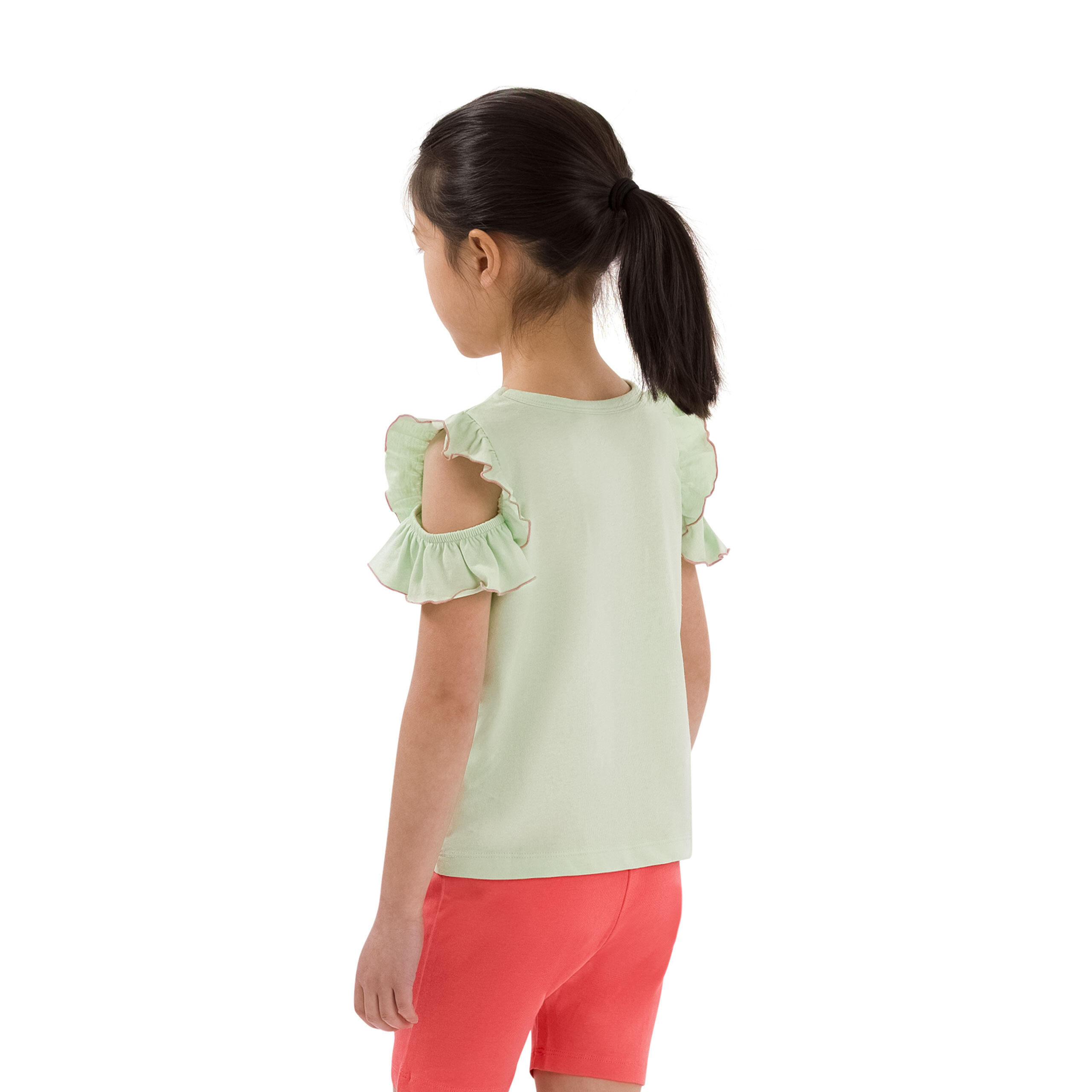 Girls Round Neck Double Frill Sleeve Detail Casual Top - Romilee 5/5