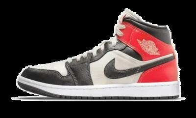 Schoenen - streetwear - air jordan 1 mid - light orewood brown/white/red