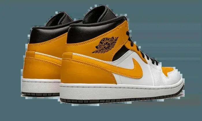 Zapatillas - Baloncesto - mid piel - Air Jordan 1 Mid - Blanco/Oro/Negro 3/4