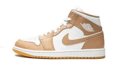 Schoenen - basketbal - jordan 1 mid - mid-top - tan gum/wit