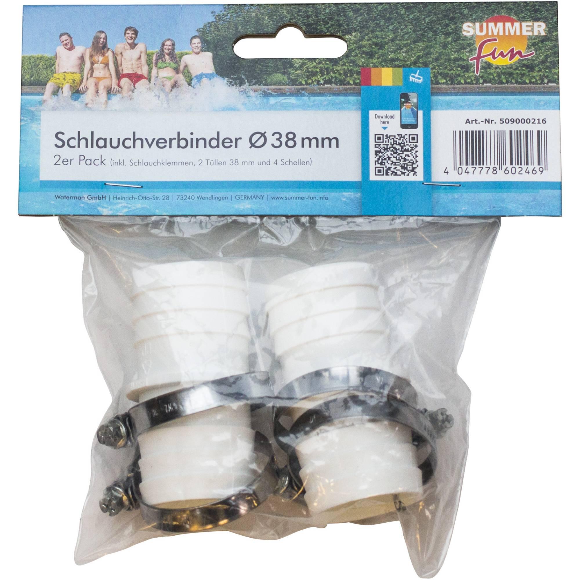 Schlauchverbinder Ø 38mm, 2 er Pack inkl. 4 Schlauchklemmen 2/2