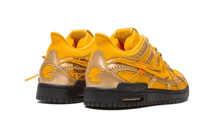 Nike Air Rubber Dunk Off-White University Gold 3/4