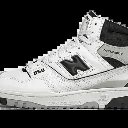 Hi-top sneaker - Leather upper - 650 - White/Black/Grey
