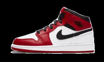 Schoenen - basketbal - heren - air jordan 1 - mid - wit/gym red/zwart