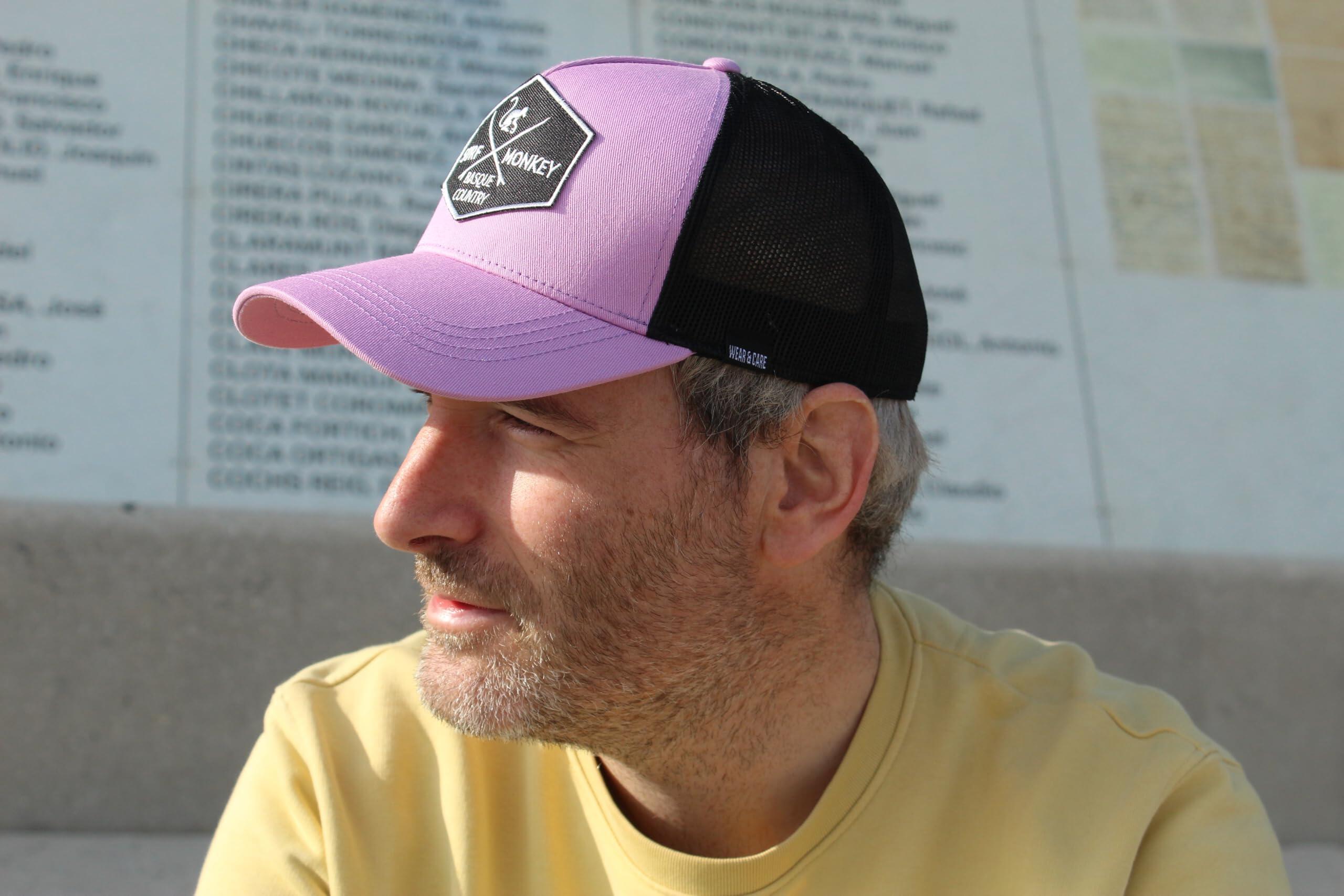 Gorra Trucker - 5 Paneles / Reciclada / Adulto / Talla única (Negro/Lila) 5/5