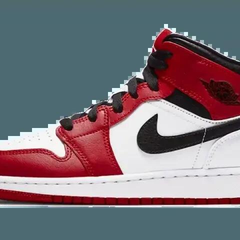 Men - Basketball - Shoes - Air Jordan 1 Mid - White/Gym Red/Black