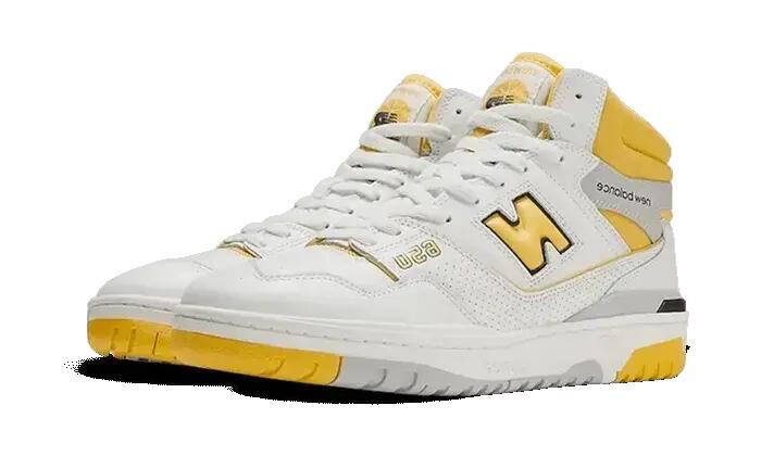 Basketball - schuhe - hi-top leder - 650R - weiß/gelb 2/3