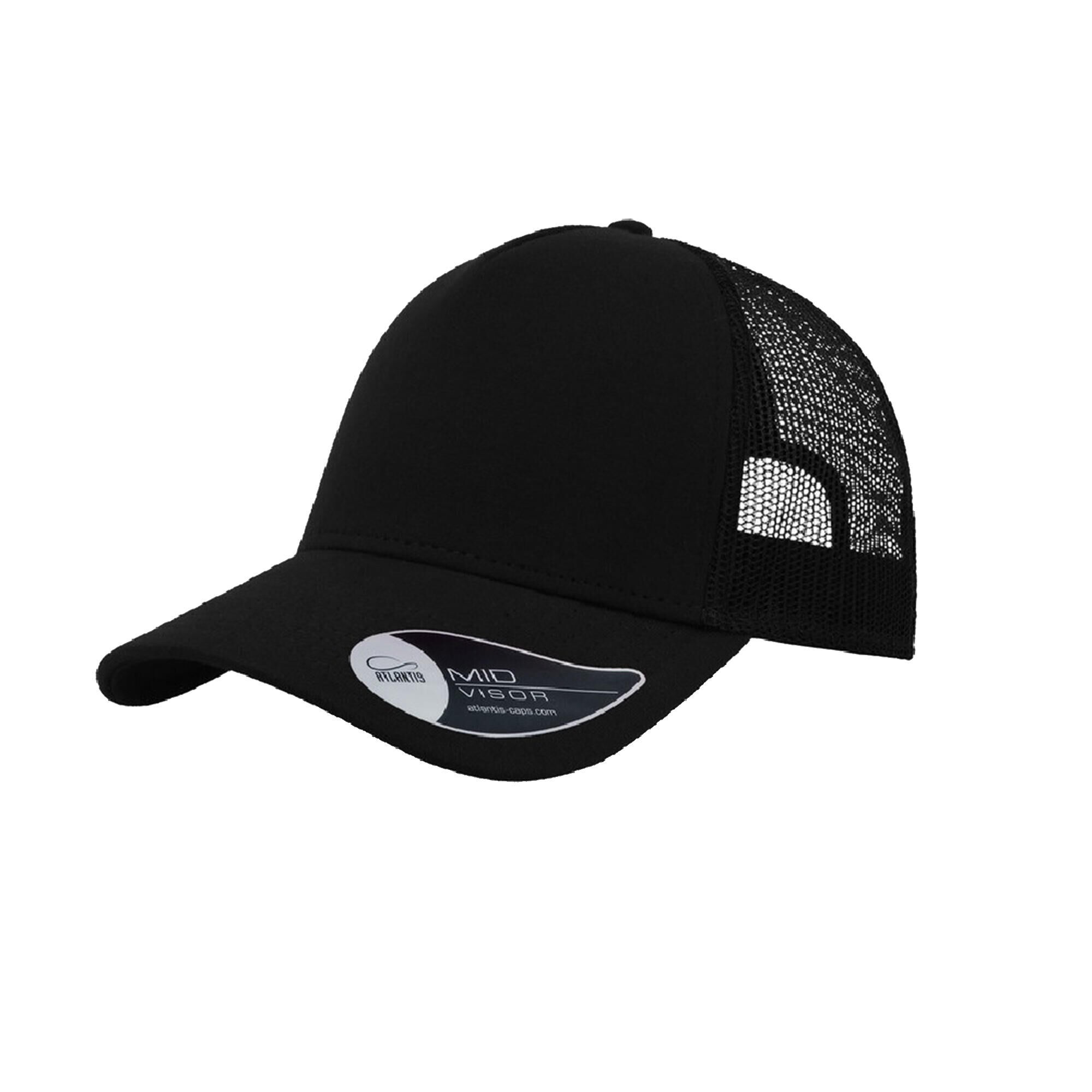 ATLANTIS Rapper Jersey Mid Visor Trucker Cap (Black)