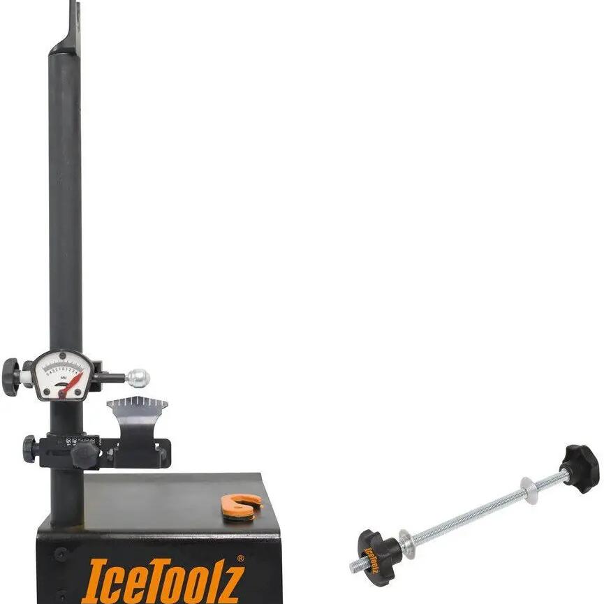 IceToolz Xpert 240E129T wheel truing tool, for 18–29 inch rims, nylon tip, black