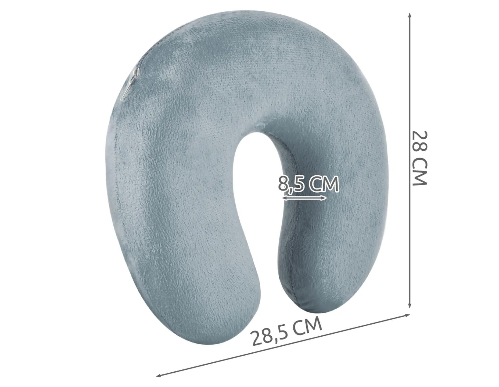 Perna de calatorie, spuma de memorie, husa detasabila, gri, 28.5x8.5x28 cm 3/7