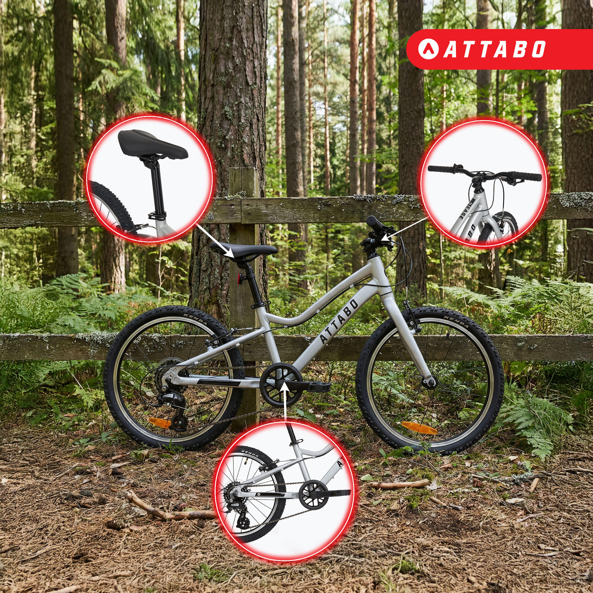 Kinderfahrrad ATTABO EASE 20" 9,1 kg silber 20" 5/7