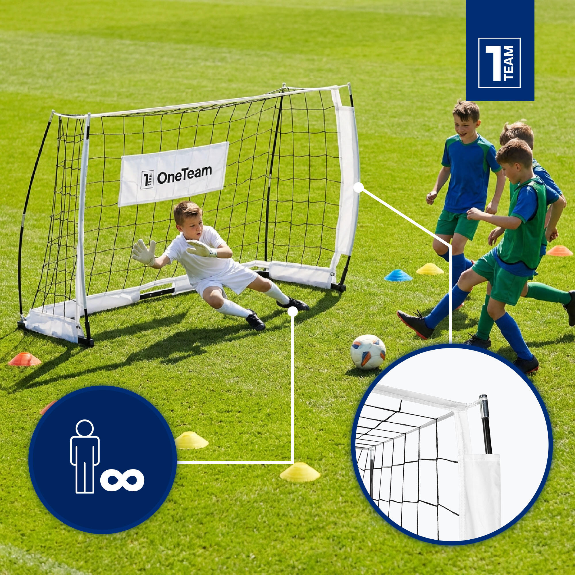 Bramka do piłki nożnej OneTeam Flex Square 180 x 120 cm 3/7