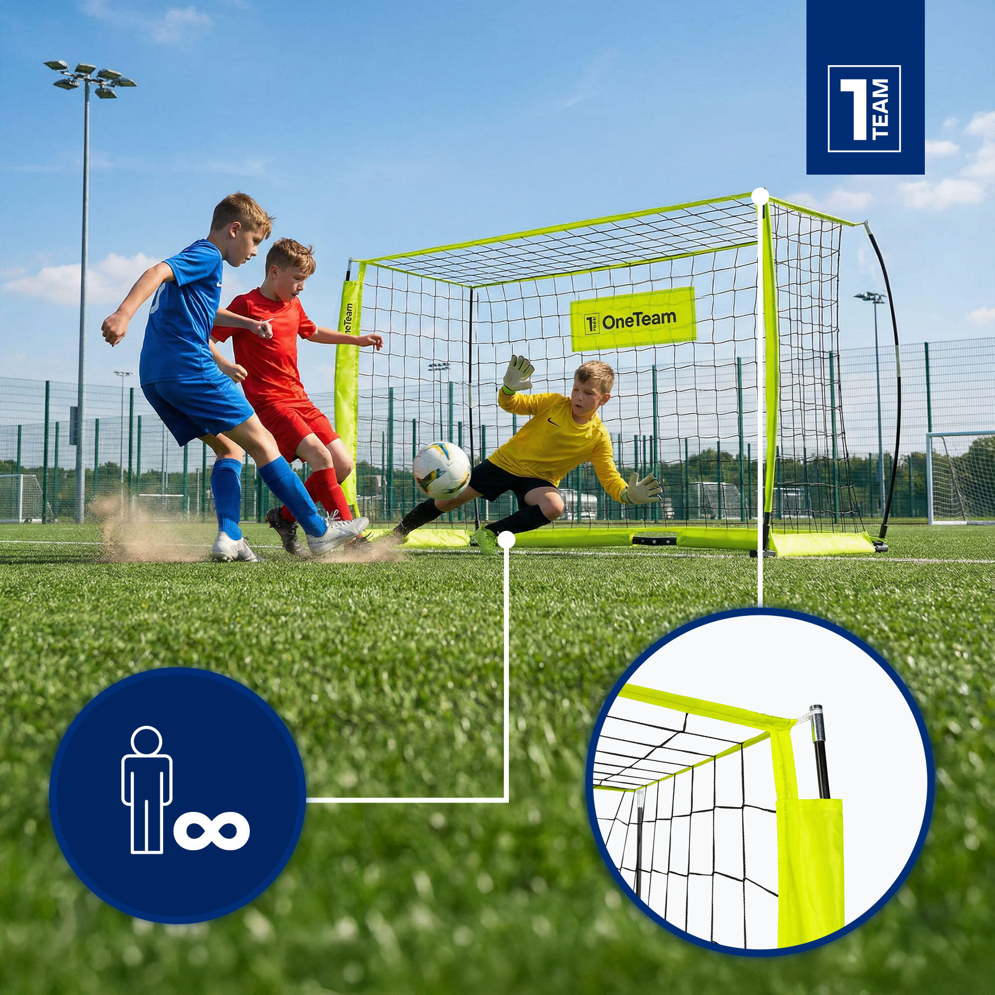 Bramka do piłki nożnej OneTeam Flex Square 180 x 120 cm 3/7