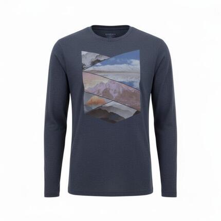 Langarmshirt Print Longsleeve Shirt Herren Sportshirt Berg Wandershirt in Weiß