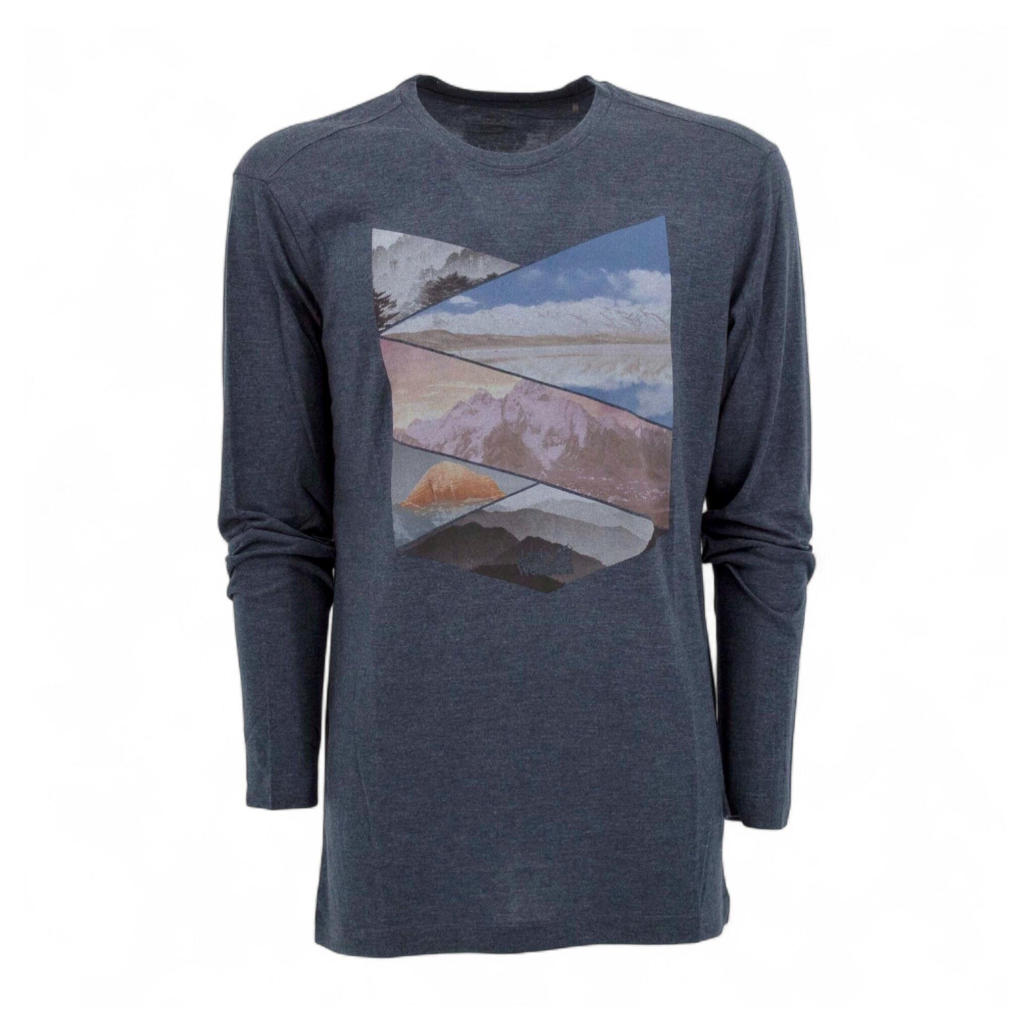 Langarmshirt Print Longsleeve Shirt Herren Sportshirt Berg Wandershirt in Weiß 2/3