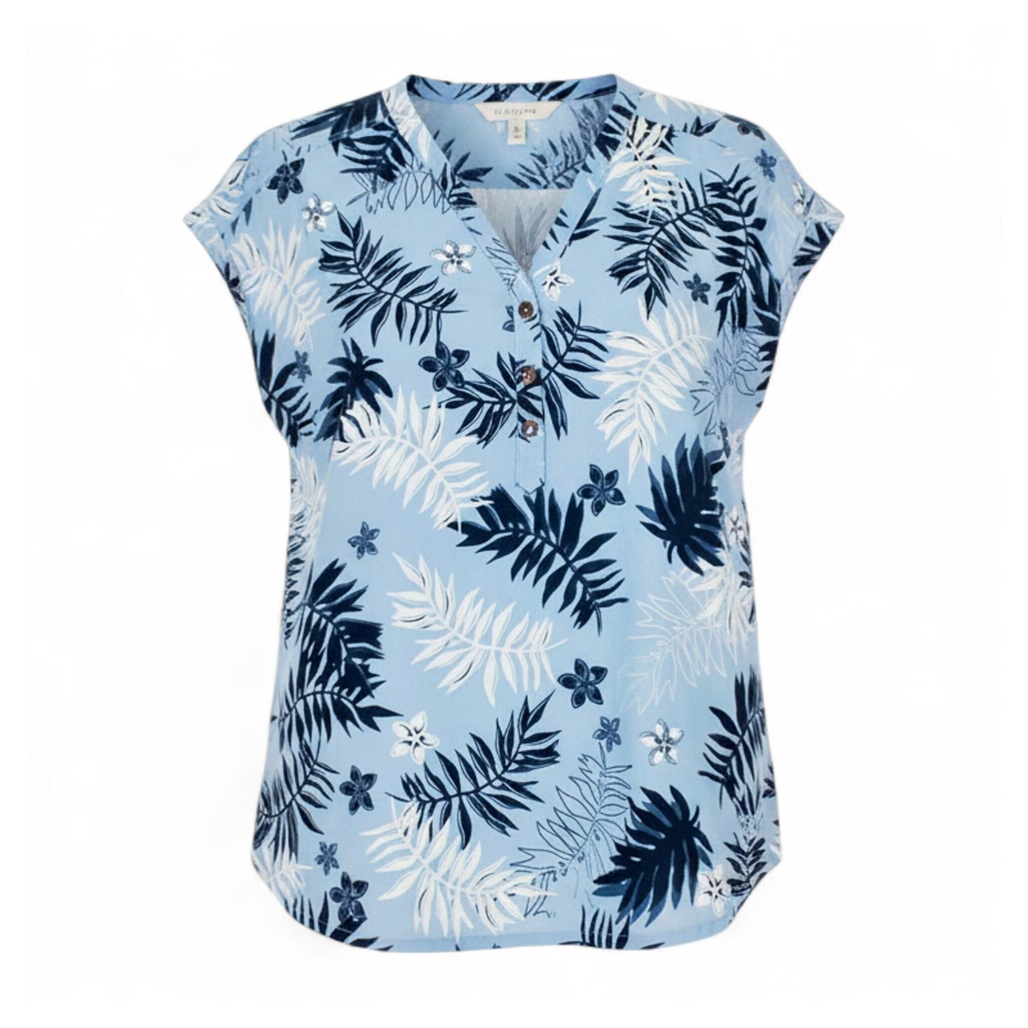 Bluse Victoria Leaf Shirt Damen Bluse Hemd Funktions Top in Blau 1/3