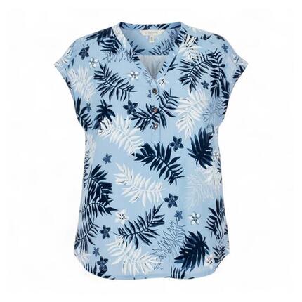 Bluse Victoria Leaf Shirt Damen Bluse Hemd Funktions Top in Blau