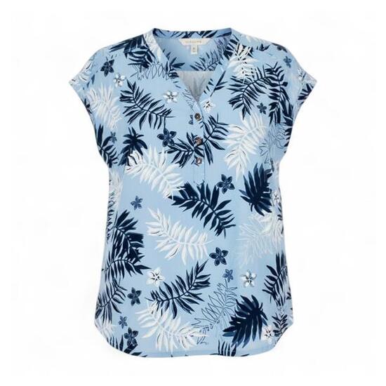Bluse Victoria Leaf Shirt Damen Bluse Hemd Funktions Top in Blau