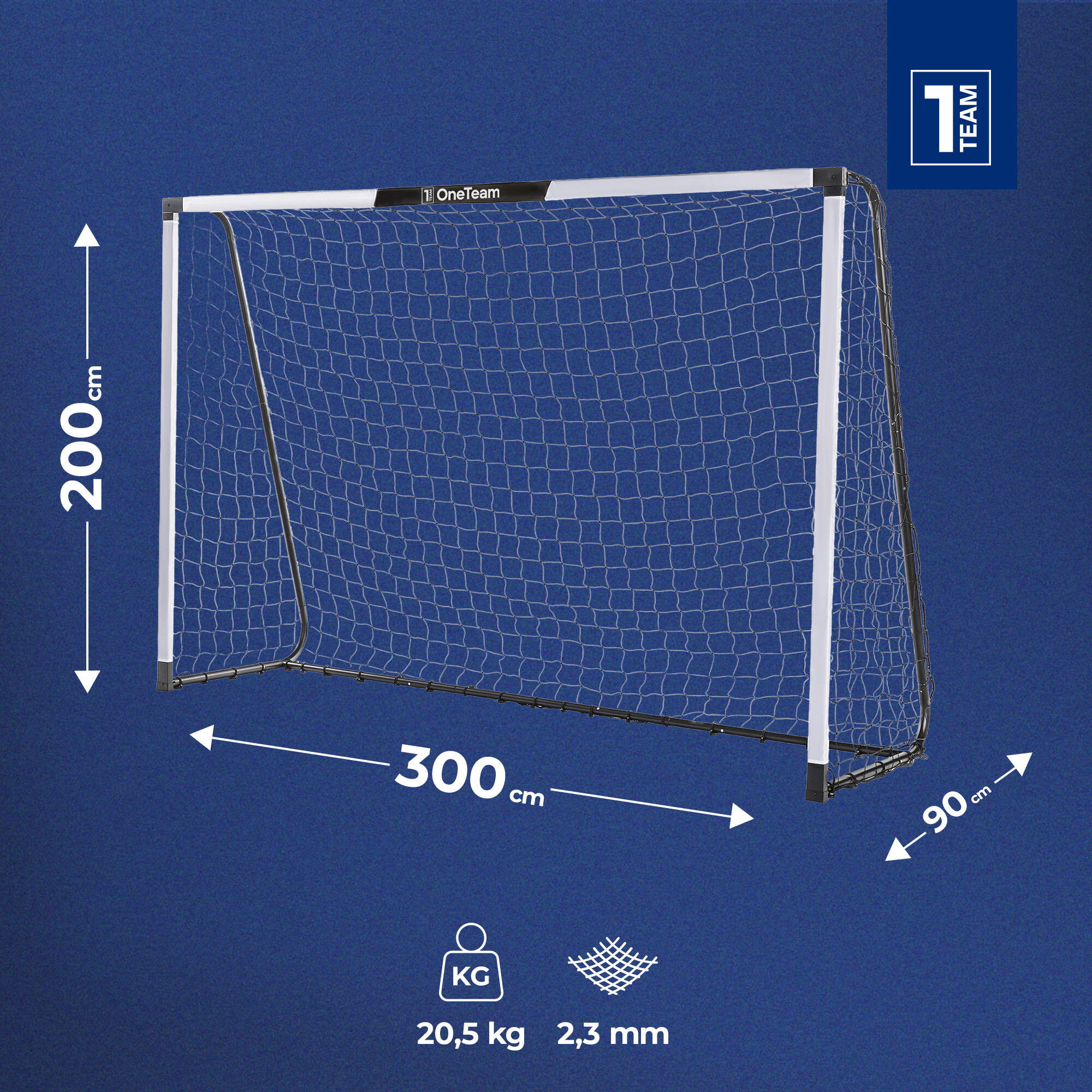Bramka do piłki nożnej OneTeam One biała stal ocynkowana 300 x 200 x 90 cm 2/7