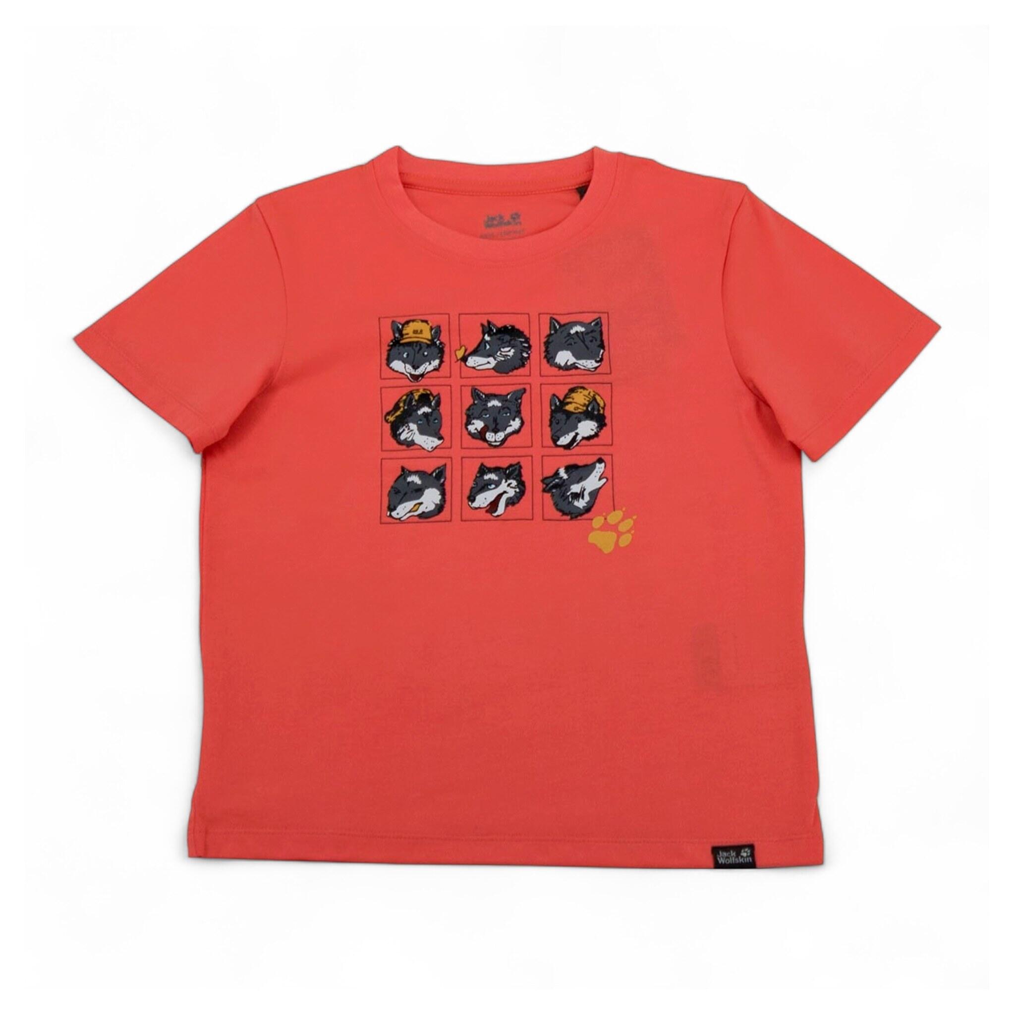 T-Shirt Many Wolve Tee Kinder T-Shirt kurzarm Shirt Baumwolle in Rot 2/2