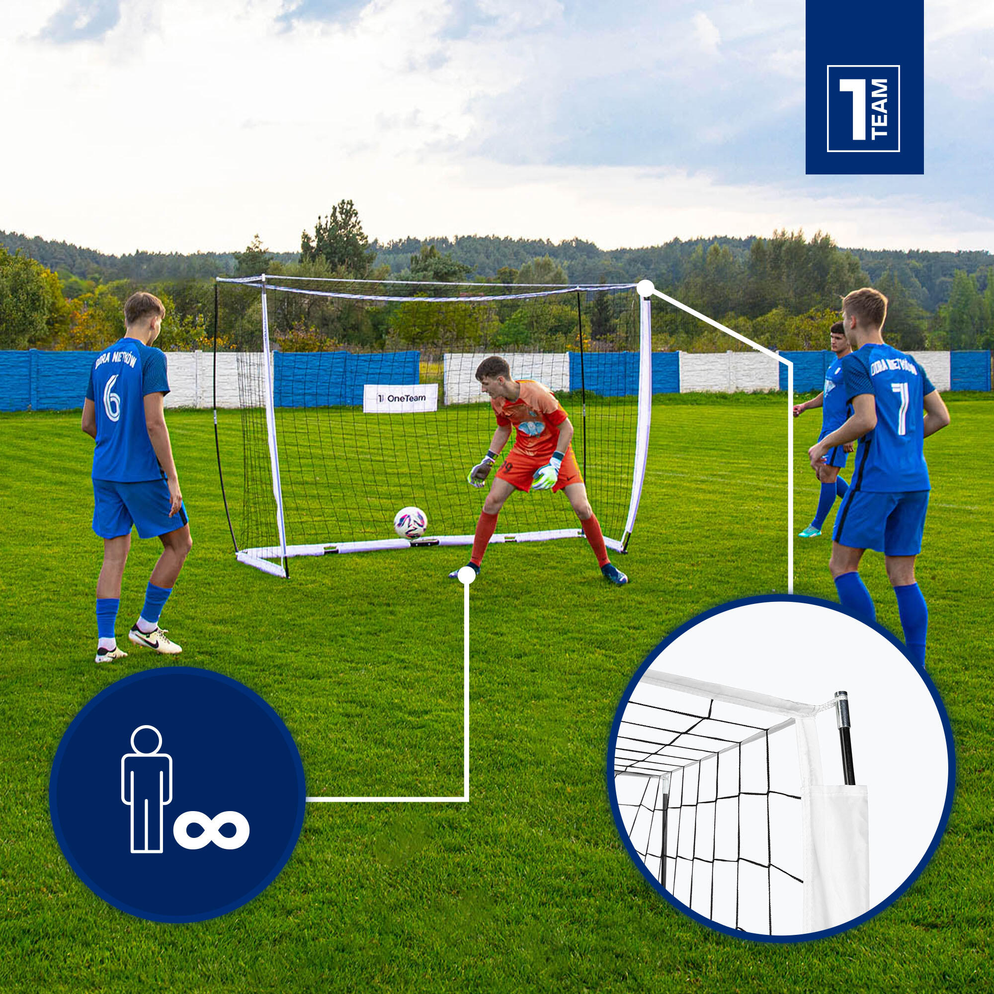 Bramka do piłki nożnej OneTeam Flex Square 300 x 200 cm 3/7