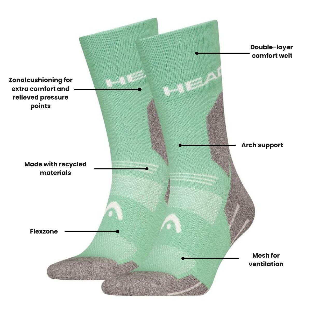 Chaussettes randonnée tous climats randonnée Crew 6 paires Vert Clair 4/4