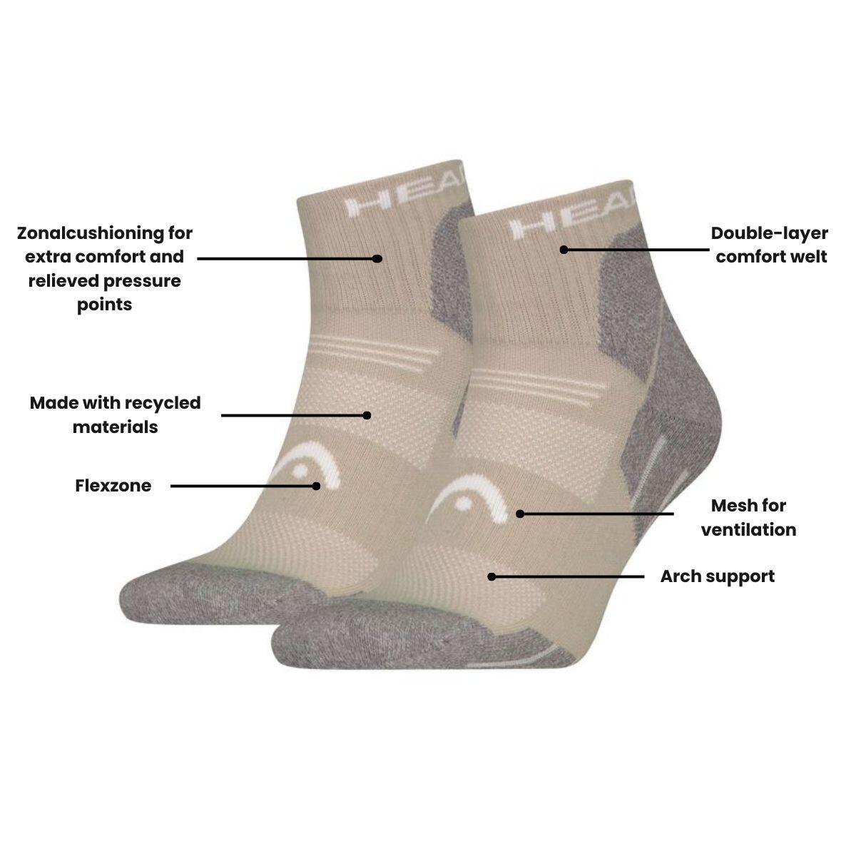 Chaussettes randonnée tous climats quart de randonnée 6 paires Taupe 4/4